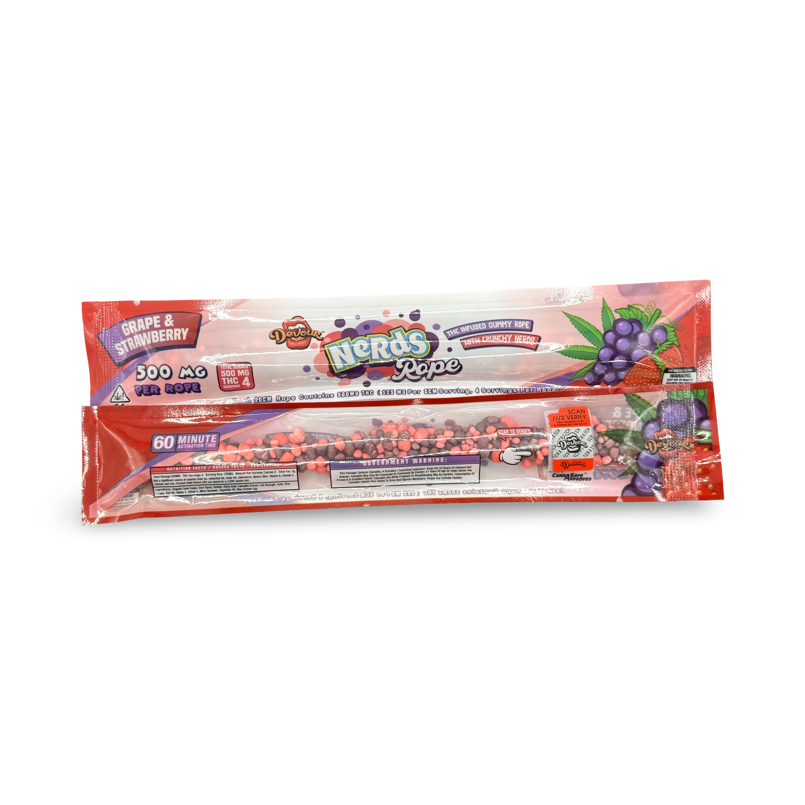 Devour Nerds Ropes | Grape & Strawberry | - 500mg